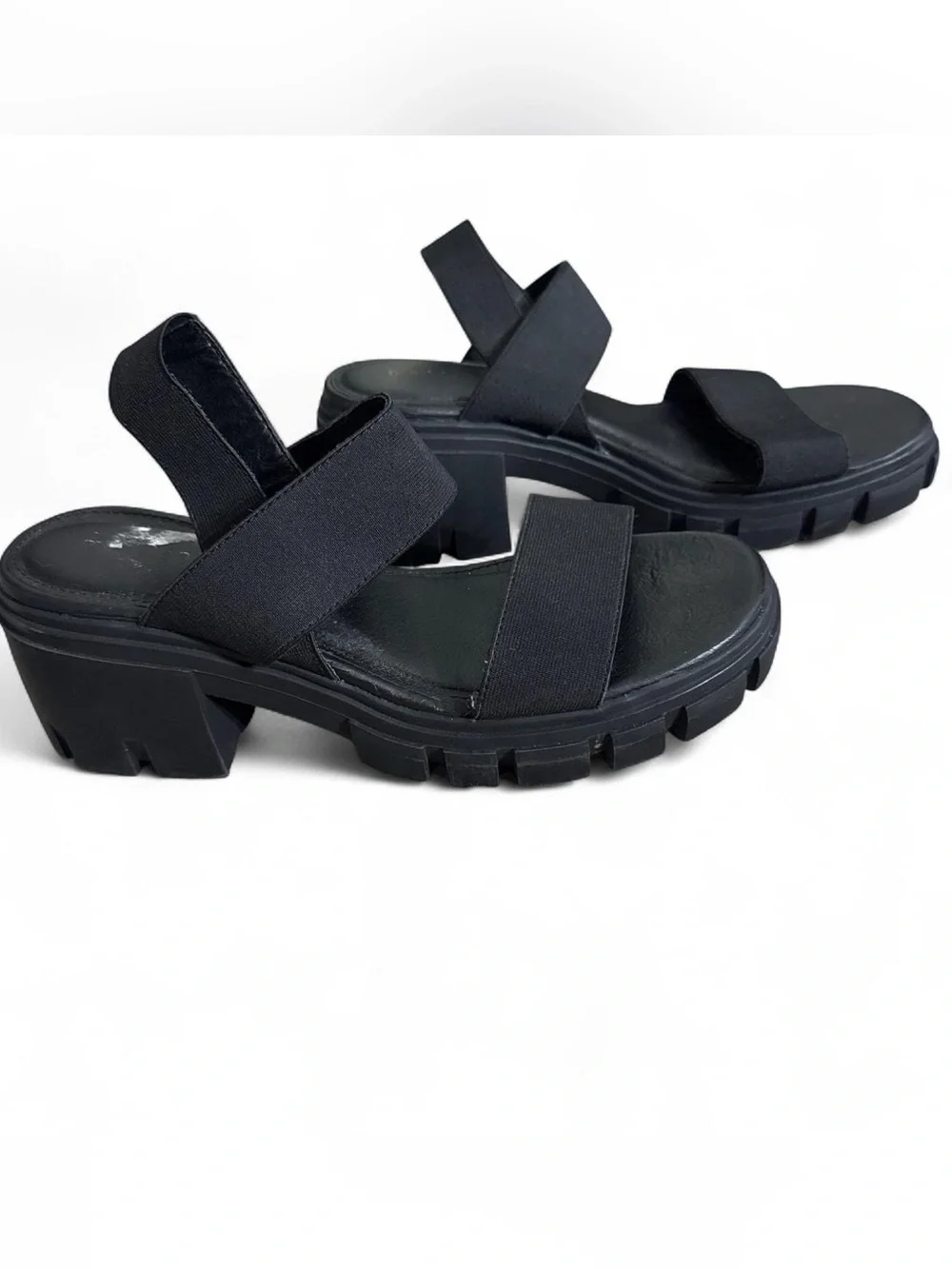Madden Girl Black Chunky Platform Slingback Sandals - Women